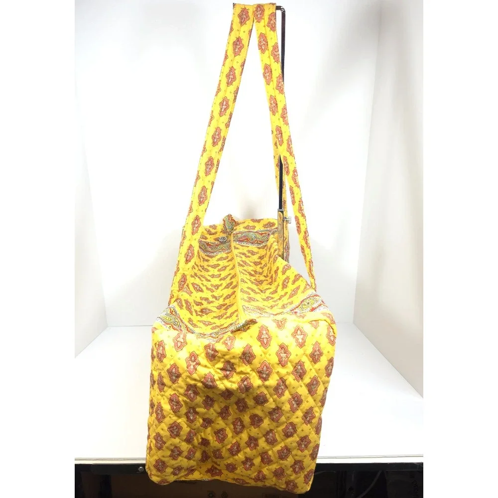 Vintage Americana by Sharif Quilted Duffel Bag Yellow Paisley Cottagecore Travel